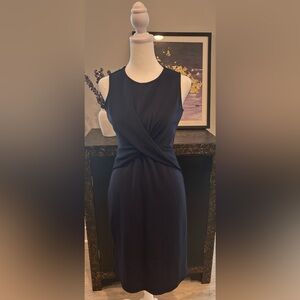 Ann Taylor Sleeveless Navy Blue Twist-Front Dress | Size 0
